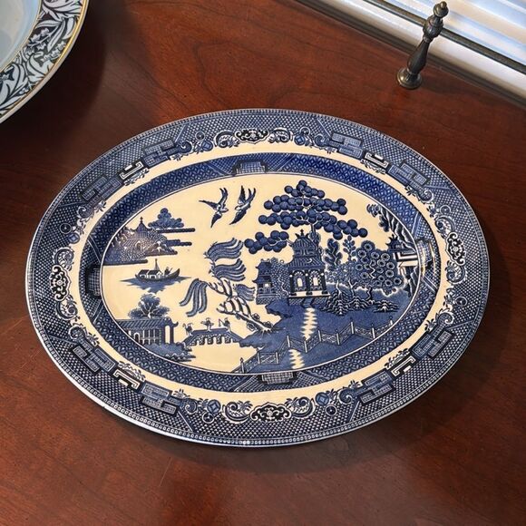 Willow Blue Made in England Oval Platter - Excellent Vintage Condition - Picture 7 of 13